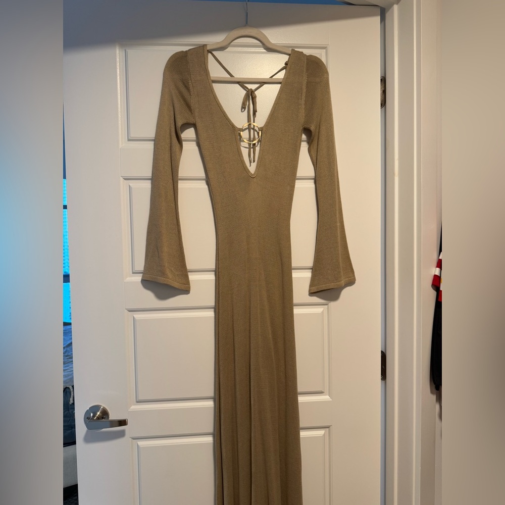 Long Sleeve Tan Maxi Dress